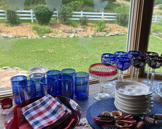 Glasses. Red white and blue.