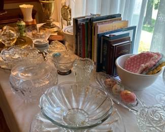 Clear glass bowls and dishes.