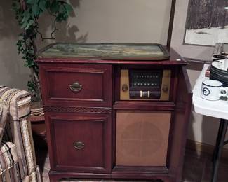 Antique record player and radio.