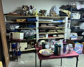 Basement storage. Kitchen items.