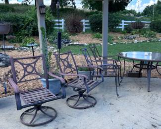 Patio chairs and table.