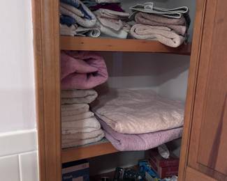 Linens and bathroom pantry items.
