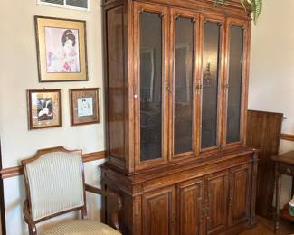 Vintage Dining furniture. China hutch. Wall art.