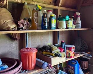 Garage items. Garden supplies.