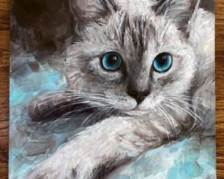 "I'm Too Busy Watching Birds!" original oil on board 10x8"