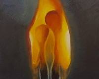 "Twin Flames" original oil on artist's canvas 10"x7" unframed signed