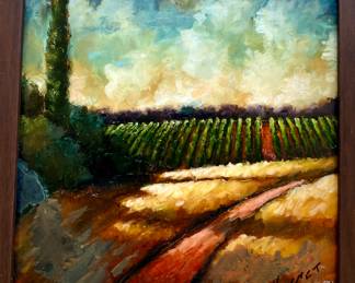 Late Afternoon, Napa Valley original oil on panel 9x9" framed