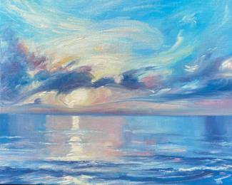December Sunset in Sausalaito oil on canvas panel 8x10" unframed