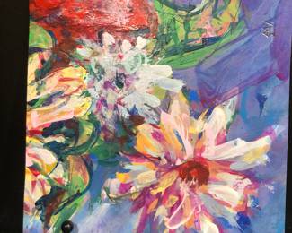 Floral Ambrosia original oil on paper 6x6 unframed 13x13 finished frame size (sold separately)