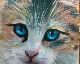 Baby Blue Eyes original oil on artist panel