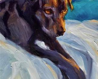 "Chocolate and Ebony Silk" original oil on wood panel