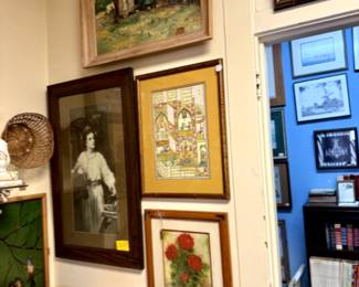 Variety of vintage art throughout the store.
