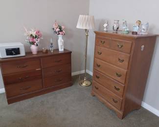 Fireproof safe with keys. Decorative items and floor lamp.