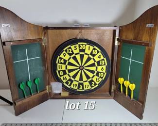 Kings Head dart board game in cabinet