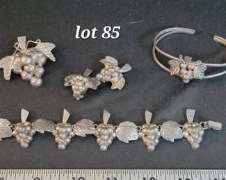 Vintage Mexico sterling grape-themed jewelry