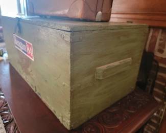 Painted green Army trunk