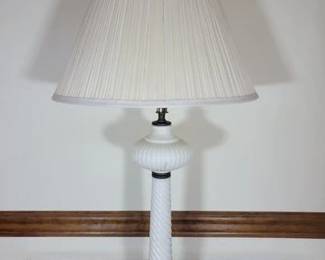Vintage tall milk glass lamp