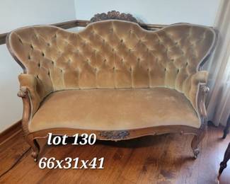 Victorian carved upholstered settee