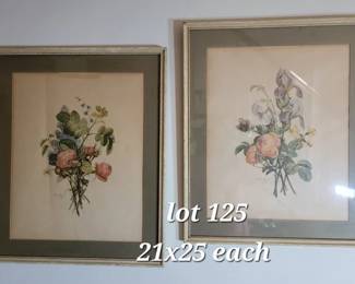 Pair of Jean Louis Prevost hand colored prints in vintage frames