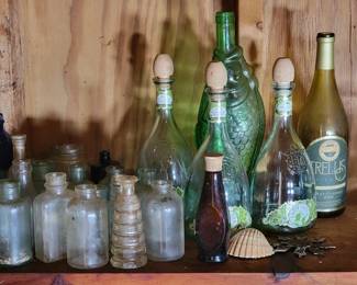 Part of three shelf bottle and vase lot