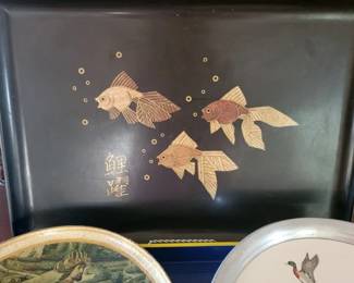 Vintage inlaid fish tray