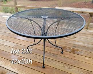 Vintage iron patio table with hole for umbrella pole