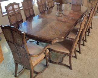 Bernhardt Furniture Dining Set with Cane Back Dining Chairs