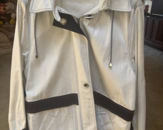Tara Vanessa White/Black Hooded Rain Jacket