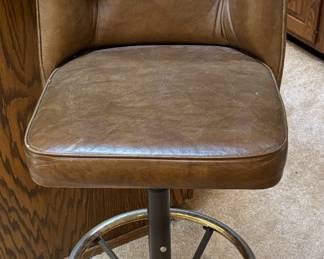 Set of 3 Douglas Furniture Brown Leather Bar Stools