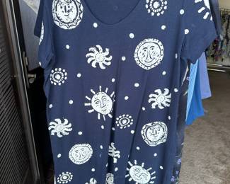 Mac Cotton Fields Navy Blue Sun Design Cotton Dress – Size Large