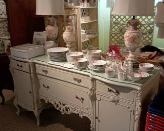 With with glass top buffet