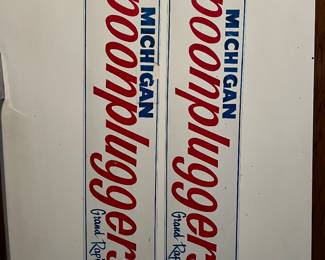 Pair of “Michigan Spoonpluggers” magnets/signs. Fishing interest.