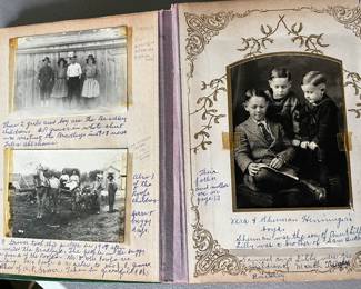 Antique Victorian celluloid photo album full of many photos, with details/provenance.