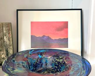 Multicolor Art Glass Bowl with Speckled Design