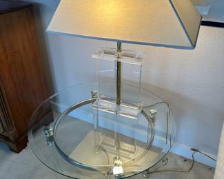 Round Glass Top Side Table with Chrome Tone Base