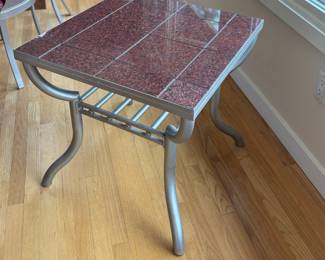 Contemporary Metal Coffee, Side & Console Tables with Red Tile Top