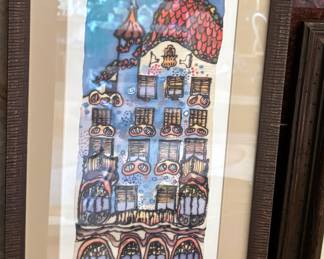 Framed & Matted Watercolor Painting of Casa Batlló by Luenite Enavisto