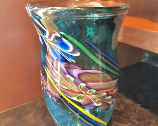 Colorful Art Glass Vase - Signed by Will P.