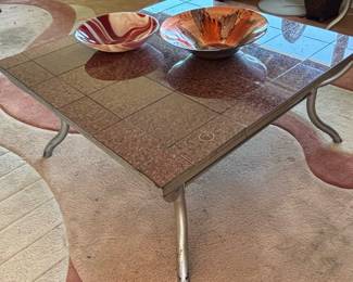 Contemporary Metal Coffee, Side & Console Tables with Red Tile Top