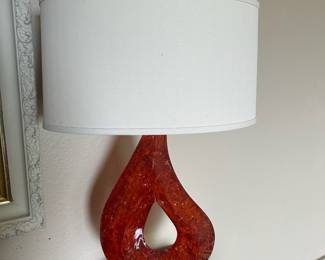 MCM Red Acrylic Teardrop Table Lamp
