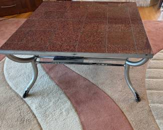 Contemporary Metal Coffee, Side & Console Tables with Red Tile Top