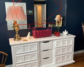 White Mid Century Style Lowboy Dresser