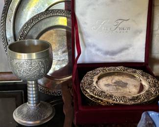 Grenningloh Pewter Goblet, Silver Treasures by Godinger Wine Bottle Coasters