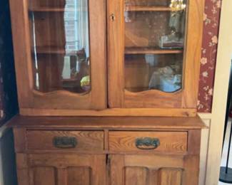Oak Two Piece Cupboard Cabinet
