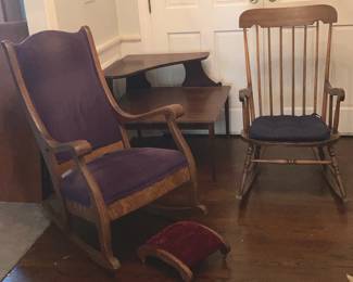 MCM 2Tiered Table 2 Vintage Rocking Chairs Small Footstool