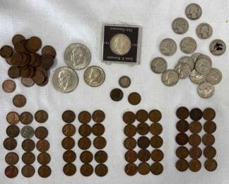 Silver Certificate One Dollar, Lincoln Wheat Pennies, 1935 Up Quarters,
