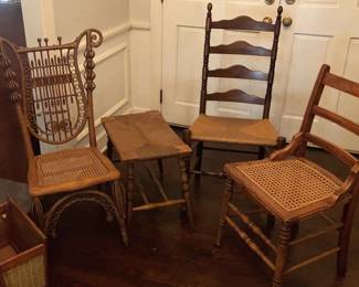 Vintage Victorian Wicker Ladderback Wicker Wicker Stool