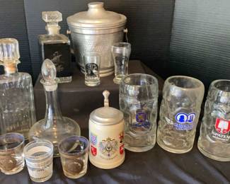 Vintage Decanters Ice Bucket German Mugs Stein