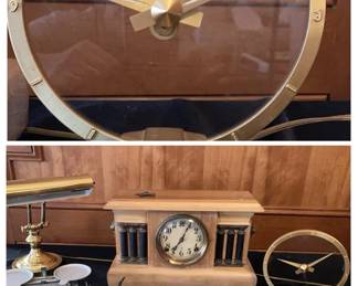 Antique Jefferson Golden Hour Gilbert Mantle Clock Vintage Scale Brass Piano Lamp