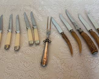 Stainless Antler Knives, Fork, Hammer Brand Set